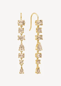 CARRÉ AMELIA SØLV FORGYLDTE ØRERINGE CHAMPAGNE KVARTS - FH 4419 CHQ