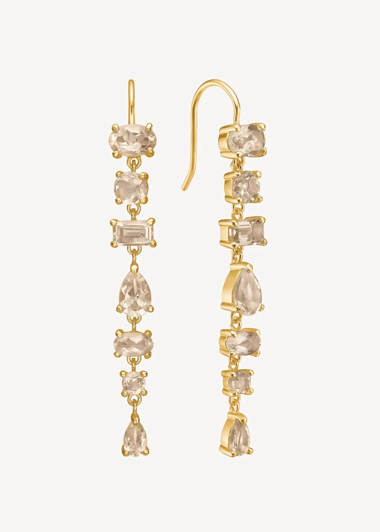 CARRÉ AMELIA SØLV FORGYLDTE ØRERINGE CHAMPAGNE KVARTS - FH 4419 CHQ