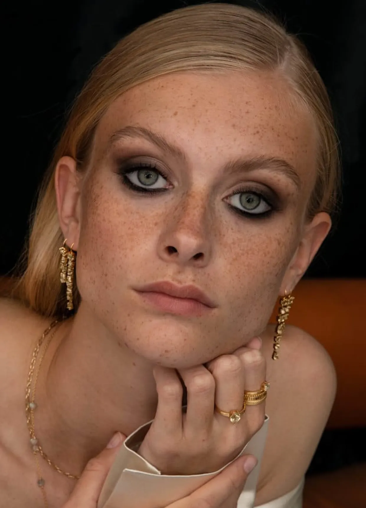 CARRÉ AMELIA SØLV FORGYLDTE ØRERINGE CHAMPAGNE KVARTS - FH 4419 CHQ