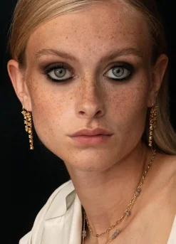 CARRÉ AMELIA SØLV FORGYLDTE ØRERINGE CHAMPAGNE KVARTS - FH 4419 CHQ