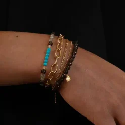 CARRÉ CHAIN GANG SØLV FORGYLDT ARMBÅND - FB 4329 16+1,5+1,5CM