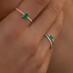 CARRÉ CONFETTI RING SØLV MED AGAT - SR 4158 GR