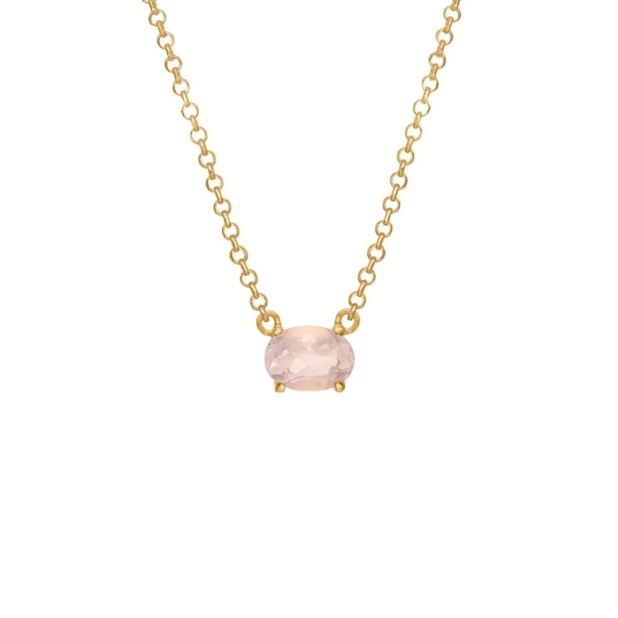 CARRÉ GEM CANDY SØLV FORGYLDT HALSKÆDE MED ROSA QUARTZ - FC 4371 RQ 38+2,5+2,5