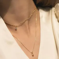 CARRÉ HALSKÆDE LINK SØLV FORGYLDT - FC 4306 42+2cm