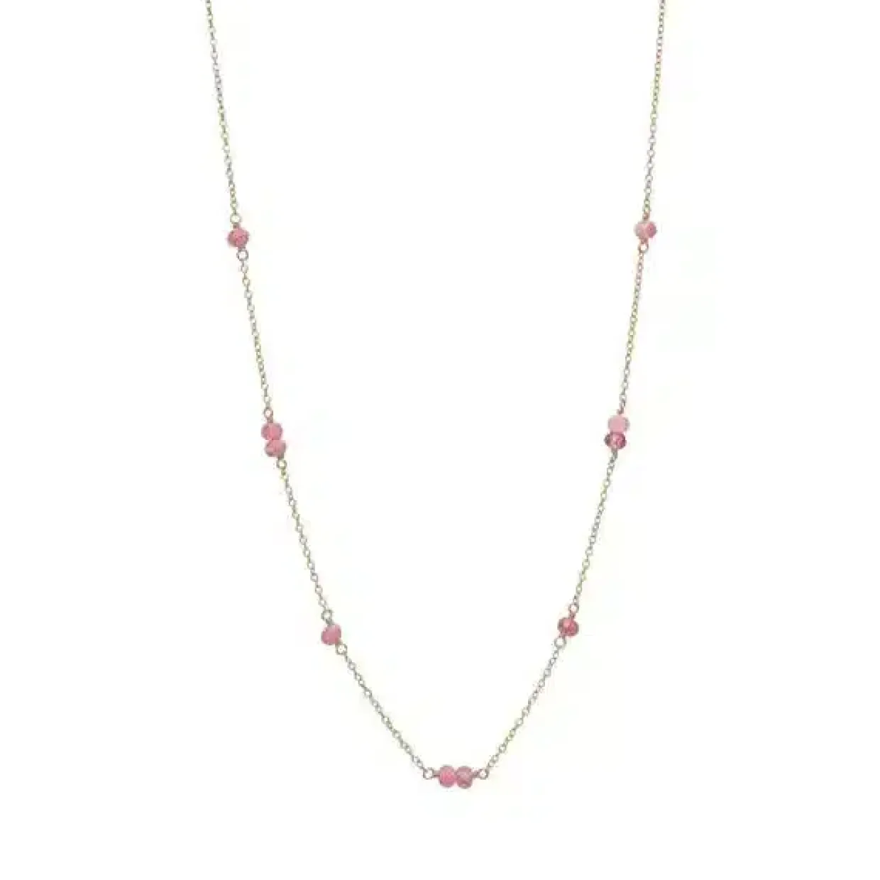 CARRÈ HALSKÆDE SØLV FORGYLDT MED PINK TURMALIN - FC 4335 TRP 38+2,5+2,5CM