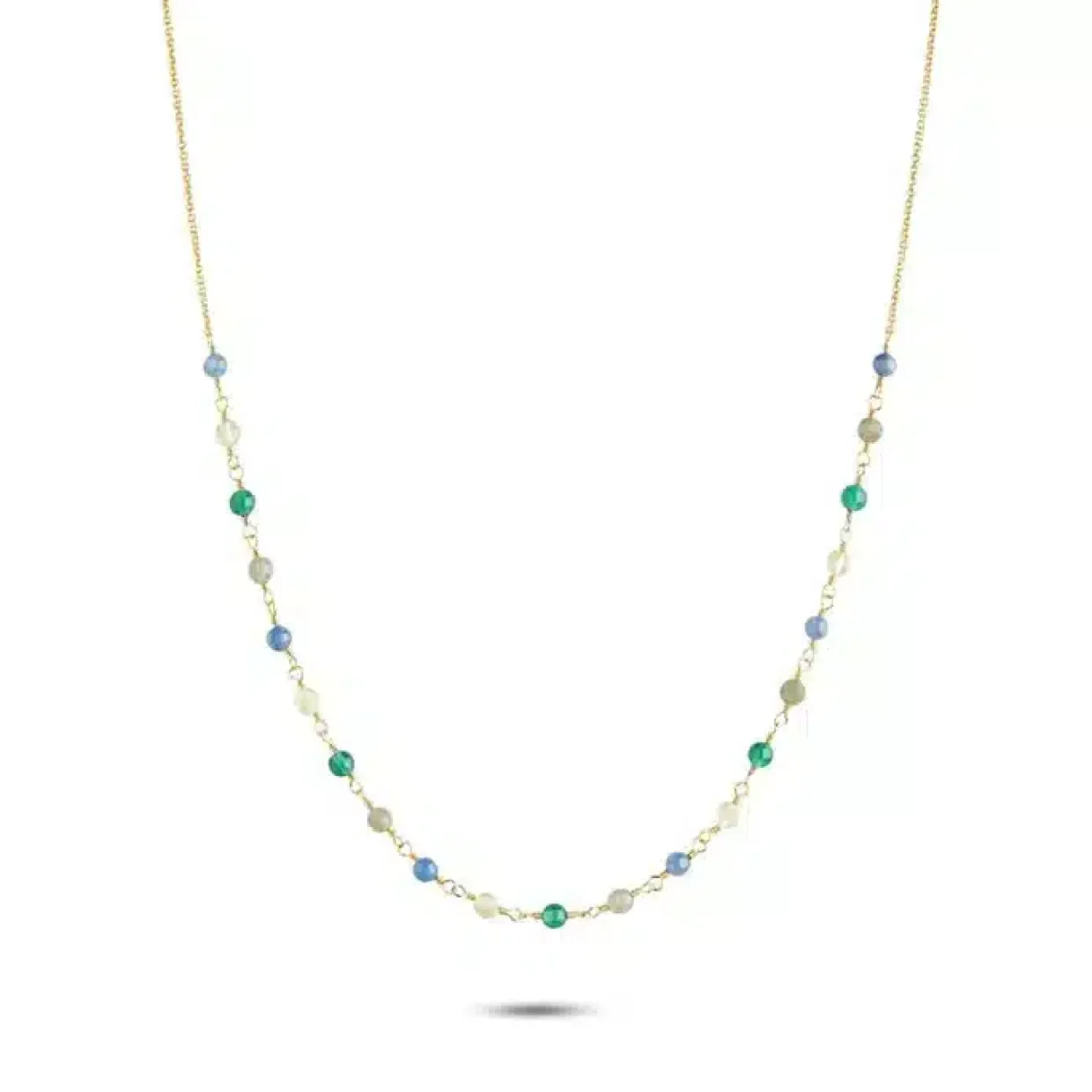 CARRÈ HALSKÆDE SØLV FORGYLDT MED MIX STEN - FC 4262 KYLBGRC 40+2+2