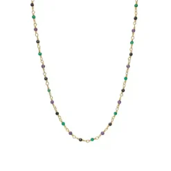 CARRÈ MIDNIGHT HALSKÆDE SØLV FORGYLDT MED AMETYST - FC 4456 GRAMBA 40+2,5+2,5CM