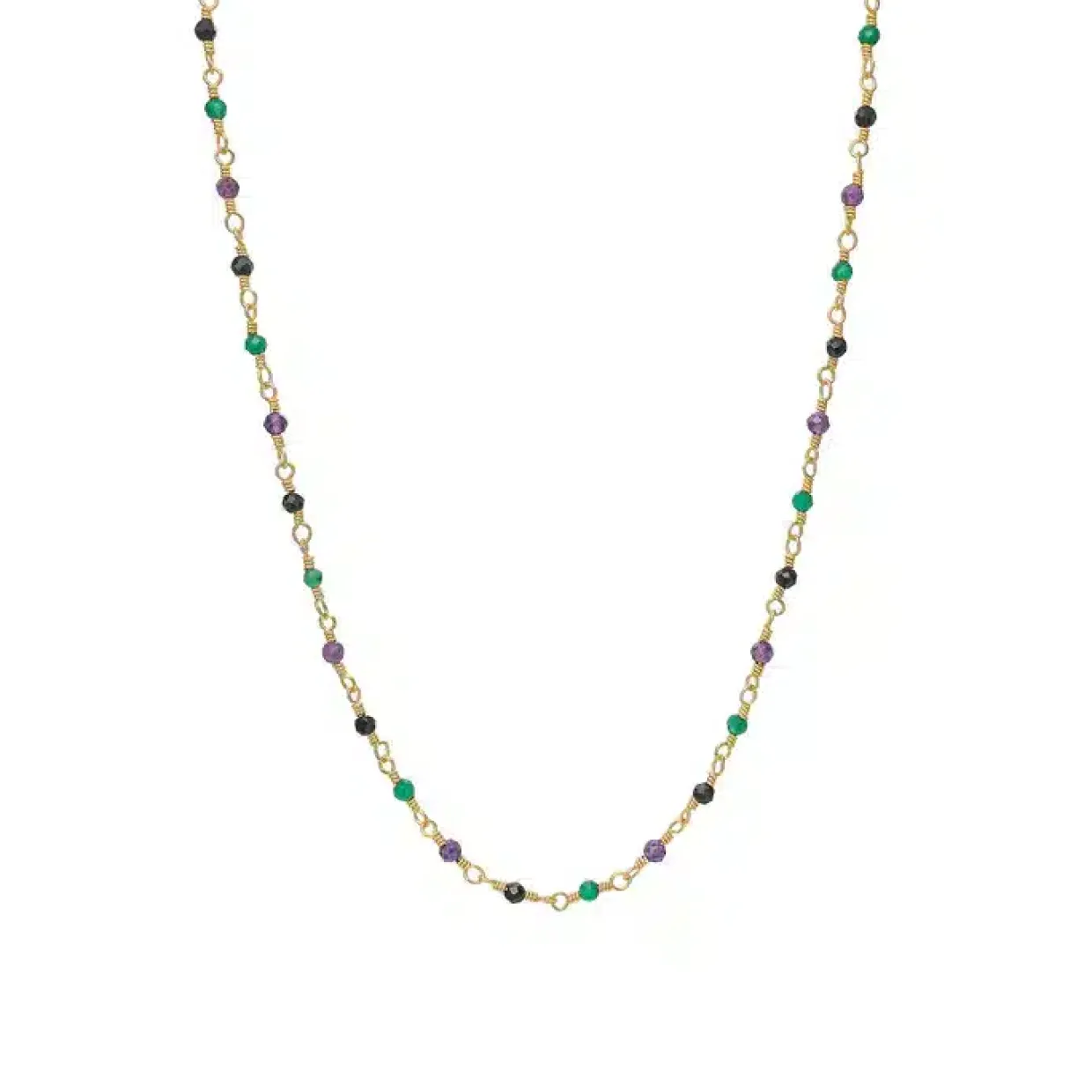 CARRÈ MIDNIGHT HALSKÆDE SØLV FORGYLDT MED AMETYST - FC 4456 GRAMBA 40+2,5+2,5CM