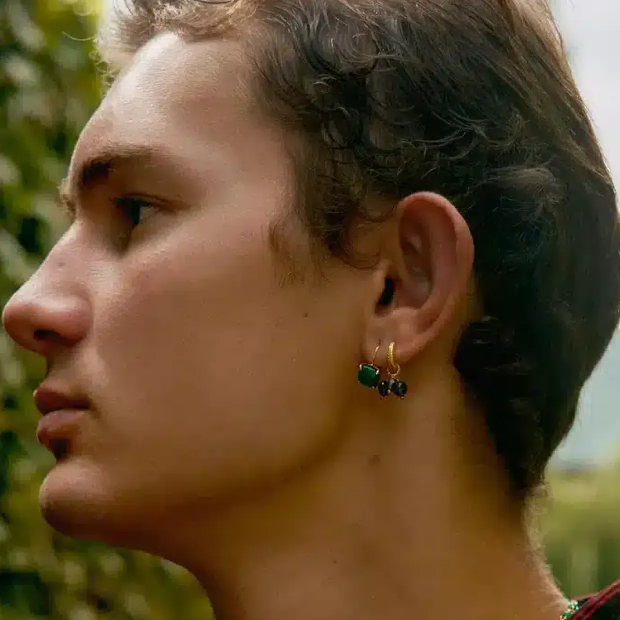 CARRÈ MIDNIGHT ØRERINGE SØLV FORGYLDTE MED AGAT - FH 4350 GR