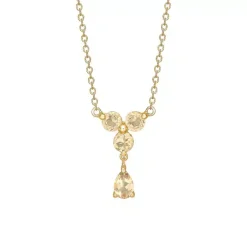 CARRÉ OLALLA SØLV FORGYLDT HALSKÆDE CHAMPAGNE KVARTS - FC 4438 CHQ 39+2,5+2,5CM