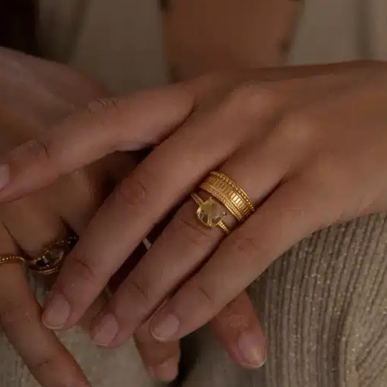 CARRÉ PASHA SØLV FORGYLDT RING - FR 4407