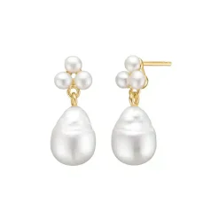 CARRÈ REEF ØRERINGE SØLV FORGYLDT MED PERLER - FS 4465 BI-BI