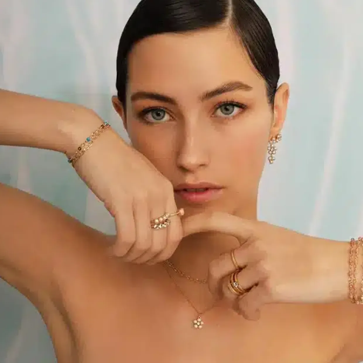 CARRÉ REEF SØLV FORGYLDT RING MED PRASIOLIT - FR 4450 PRS