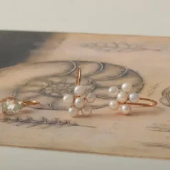 CARRÉ ØRERINGE SØLV FORGYLDT MED PERLE - FH 4471 BI