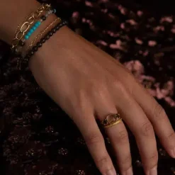 CARRE ARMBÅND SØLV FORGYLDT MED TURKIS - FB 4406 LBGRTSTTQ 17,5cm