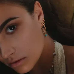 CARRE ØRERINGE SØLV FORGYLDT FLET 2CM - FH 4400 2CM