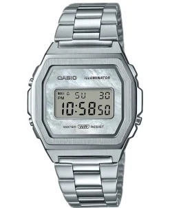 CASIO VINTAGE DAMEUR I STÅL MED LÆNKE OG PERLEMORSSKIVE