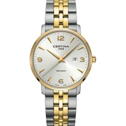 CERTINA DS CAIMANO HERRE TOFARVET STÅL GULD PVD SKIVE SØLV FARVET