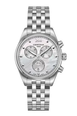 CERTINA DS-8 DAME STÅL MED LÆNKE HVID SKIVE GRONOGRAF