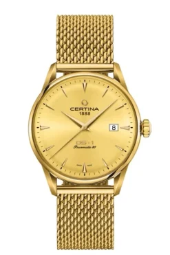 CERTINA POWERMATIC 80 UR HERRE GULDFARVET MED MESHLÆNKE - C0298073336100