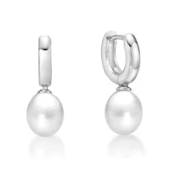 CHRISTOFFERSEN JEWELLERY ØRERINGE SØLV MED PERLE OVAL - 3710158-9