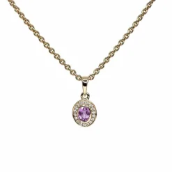 CHRISTOFFERSEN JEWELLERY VEDHÆNG 14 KARAT GULD MED PINK SAFIR OG BRILLANTER - 4070104-43