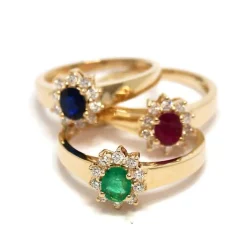 CHRISTOFFERSEN JEWELLERY ROSET RING 14 KARAT MED SMARAGD OG BRILLANTER - 5070256G-SM