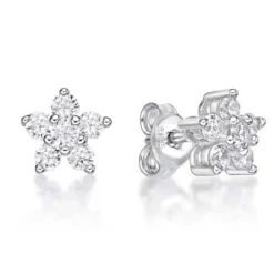 CHRISTOFFERSEN JEWELLERY ØRERINGE SØLV BLOMST MED ZIRKONIA - 3010673