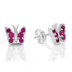 CHRISTOFFERSEN JEWELLERY SOMMERFUGL I SØLV MED RØDE ZIRKONIA - 3060897-4