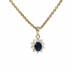 CHRISTOFFERSEN JEWELLERY ROSET VEDHÆNG 14 KARAT GULD MED SAFIR OG BRILLANTER - 4070256G-SA