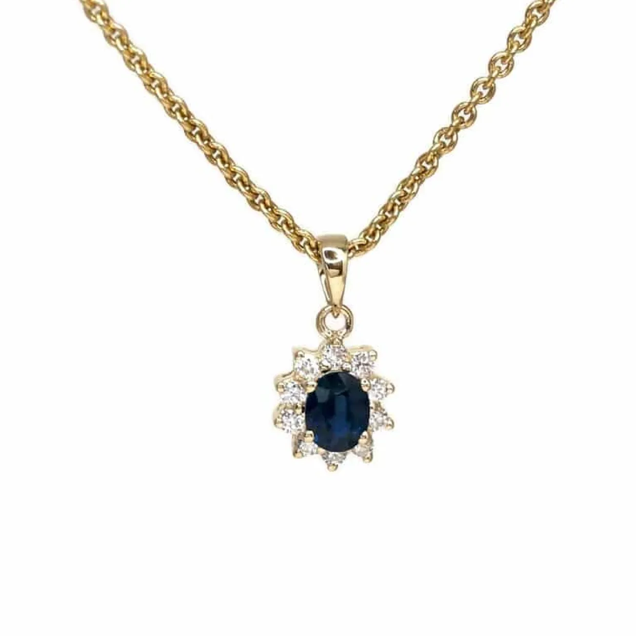 CHRISTOFFERSEN JEWELLERY ROSET VEDHÆNG 14 KARAT GULD MED SAFIR OG BRILLANTER - 4070256G-SA