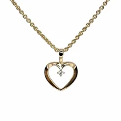 CHRISTOFFERSEN JEWELLERY HJERTE VEDHÆNG 14 KARAT GULD MED 0,02 CARAT BRILLANT – 4500061