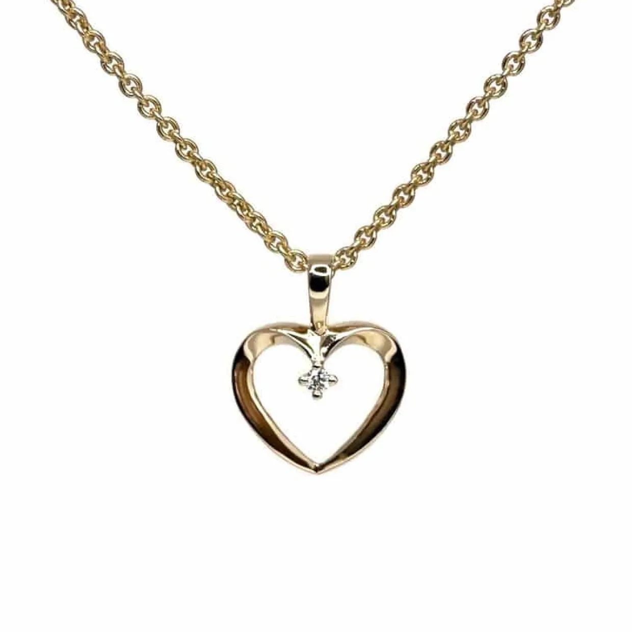 CHRISTOFFERSEN JEWELLERY HJERTE VEDHÆNG 14 KARAT GULD MED 0,02 CARAT BRILLANT – 4500061