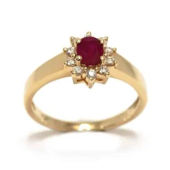 CHRISTOFFERSEN JEWELLERY ROSET RING 14 KARAT GULD MED RUBIN OG BRILLANTER - 5070256G-RU