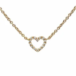 CHRISTOFFERSEN JEWELLERY HJERTE HALSKÆDE 14 KARAT GULD MED 0,07 CARAT BRILLANTER - 2000152