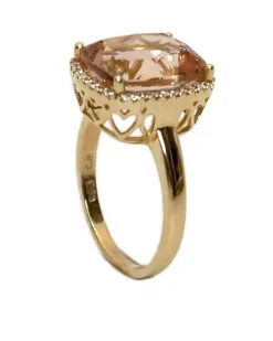 CHRISTOFFERSEN JEWELLERY ROSET RING 14 KARAT GULD MED MORGANIT OG 0,136 CARAT BRILLANTER - 5070956-53