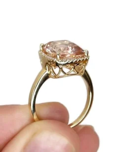 CHRISTOFFERSEN JEWELLERY ROSET RING 14 KARAT GULD MED MORGANIT OG 0,136 CARAT BRILLANTER - 5070956-53