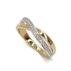 CHRISTOFFERSEN JEWELLERY RING 14 KARAT GULD/HVIDGULD MED DIAMANTER - 5000279-52