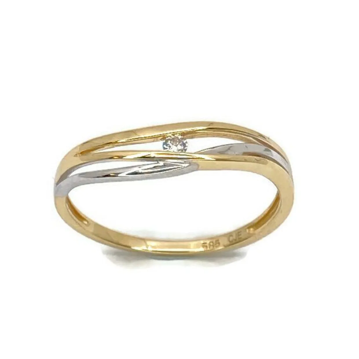 CHRISTOFFERSEN JEWELLERY RING 14 KARAT GULD/HVIDGULD MED BRILLANT - 5070953-2