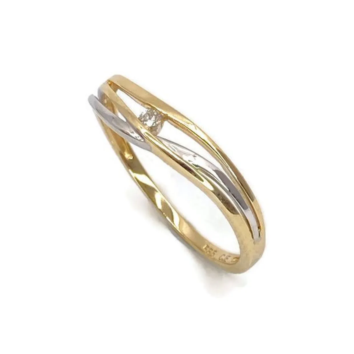 CHRISTOFFERSEN JEWELLERY RING 14 KARAT GULD/HVIDGULD MED BRILLANT - 5070953-2