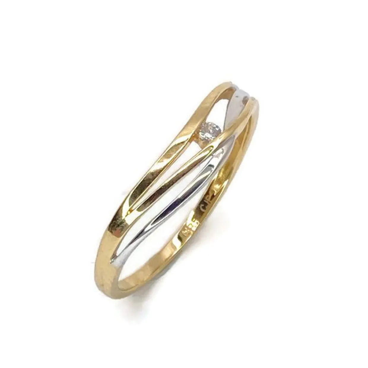 CHRISTOFFERSEN JEWELLERY RING 14 KARAT GULD/HVIDGULD MED BRILLANT - 5070953-2