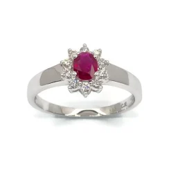 CHRISTOFFERSEN JEWELLERY RING 14 KARAT HVIDGULD MED RUBIN - 5070256-5R