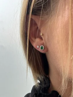 CHRISTOFFERSEN JEWLLERY SØLV ØRERINGE MED GRØN ZIRKONIA - 3070256-16