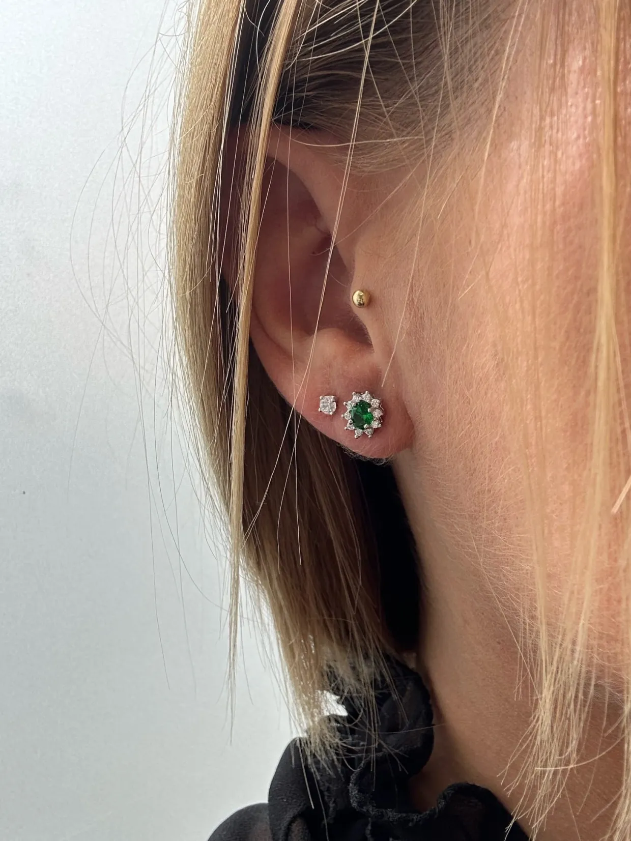 CHRISTOFFERSEN JEWLLERY SØLV ØRERINGE MED GRØN ZIRKONIA - 3070256-16