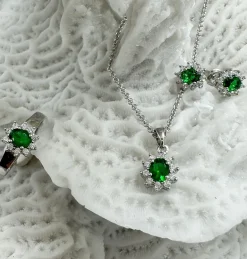 CHRISTOFFERSEN JEWLLERY SØLV ØRERINGE MED GRØN ZIRKONIA - 3070256-16