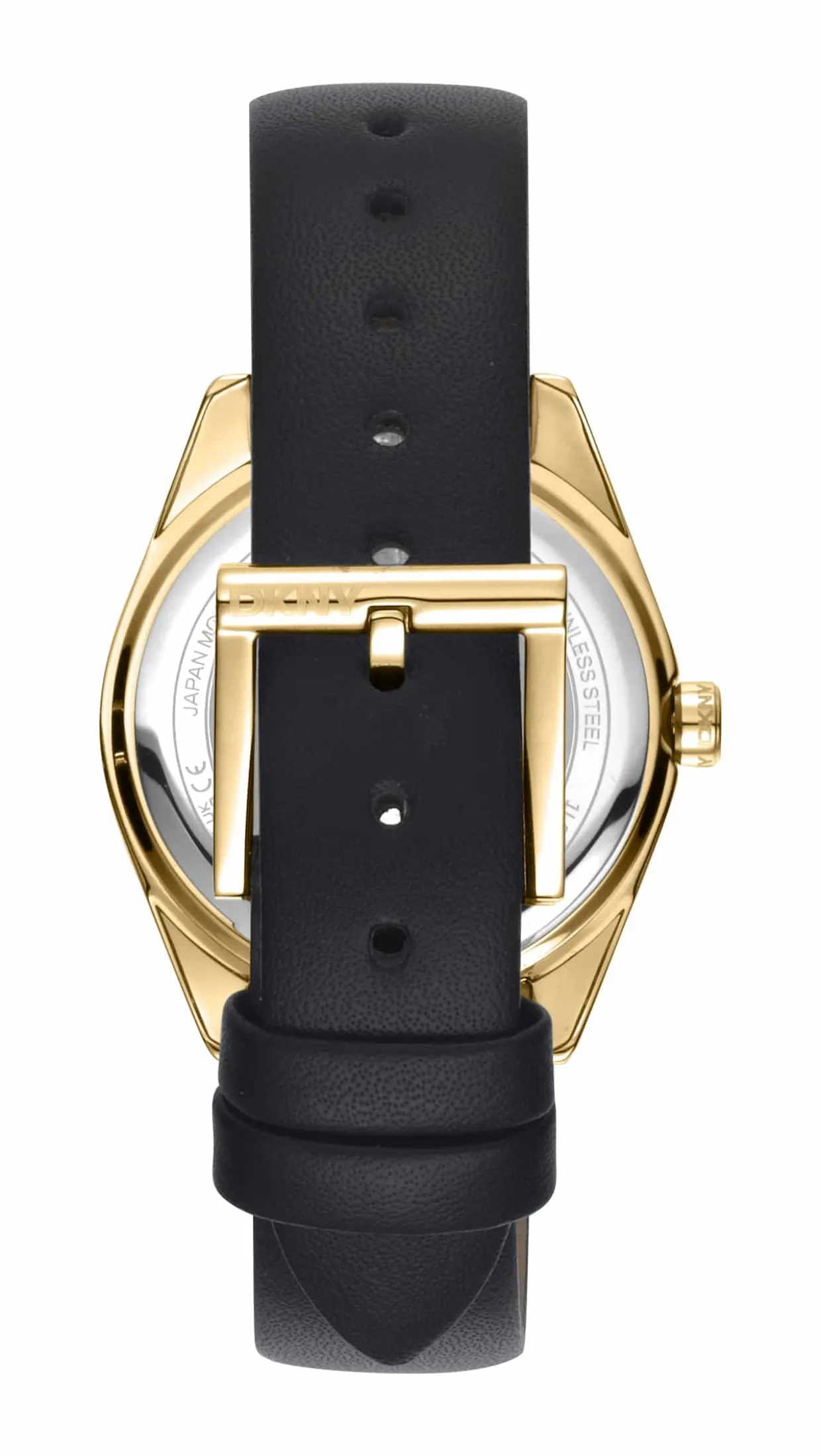 DKNY CHAMBERS MIDI UR DAME GULD FARVET MED SORT LÆDERREM - DK1L016L0025