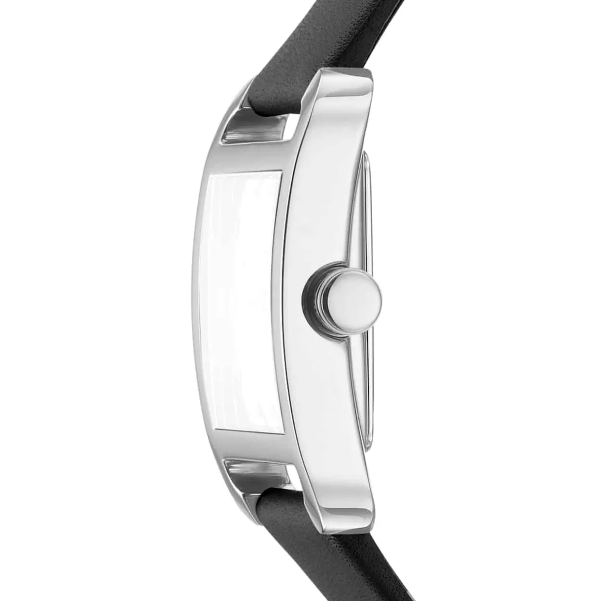 DKNY CITY MIDI UR DAME STÅL MED SORT LÆDERREM - DK1L004L0015