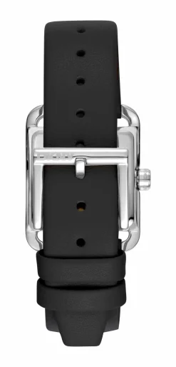 DKNY CITY MIDI UR DAME STÅL MED SORT LÆDERREM - DK1L004L0015