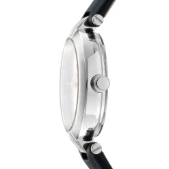 DKNY ESSENTIAL MINI UR DAME STÅL MED SORT LÆDERREM - DK1L043L0015