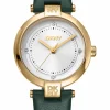 DKNY ESSENTIAL MINI UR DAME MED GRØN LÆDERREM - DK1L043L0025